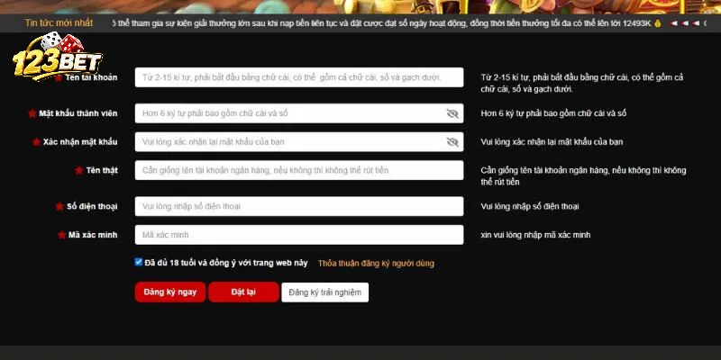 Các bước đăng nhập tài khoản 123bet